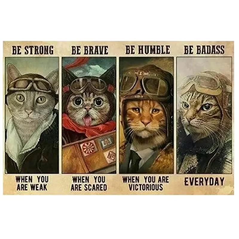 Cartello in metallo retrò con gatto, per caffè, cartelli da cucina vintage, decorazioni da parete, perché l'omicidio è sbagliato, cartelli divertenti, decorazioni per bar, poster artistici