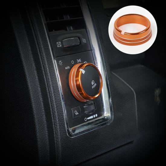 For Dodge RAM 1500 10-17 Headlight Lamp Switch Knob Ring Trim Cover Decor Orange