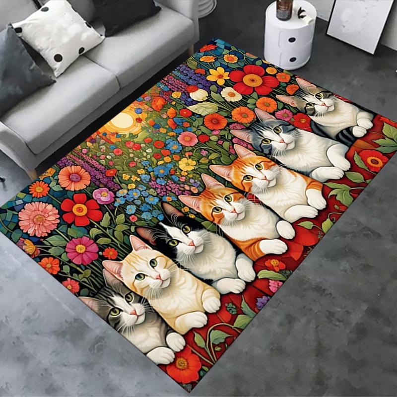 Cute Cat Carpet Rug for Living Room Bedroom Home Sofa Decoration,Kids play Non-slip Floor Mat