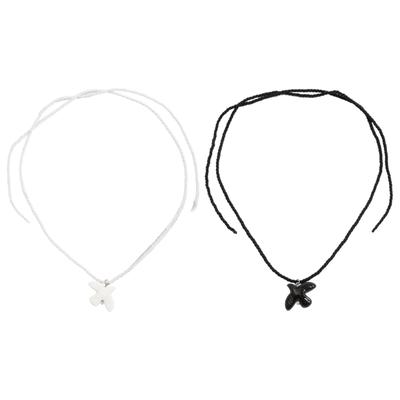 Ceramic Pendant Necklace With Adjustable Nylon Cord For Elegant Daily Wear