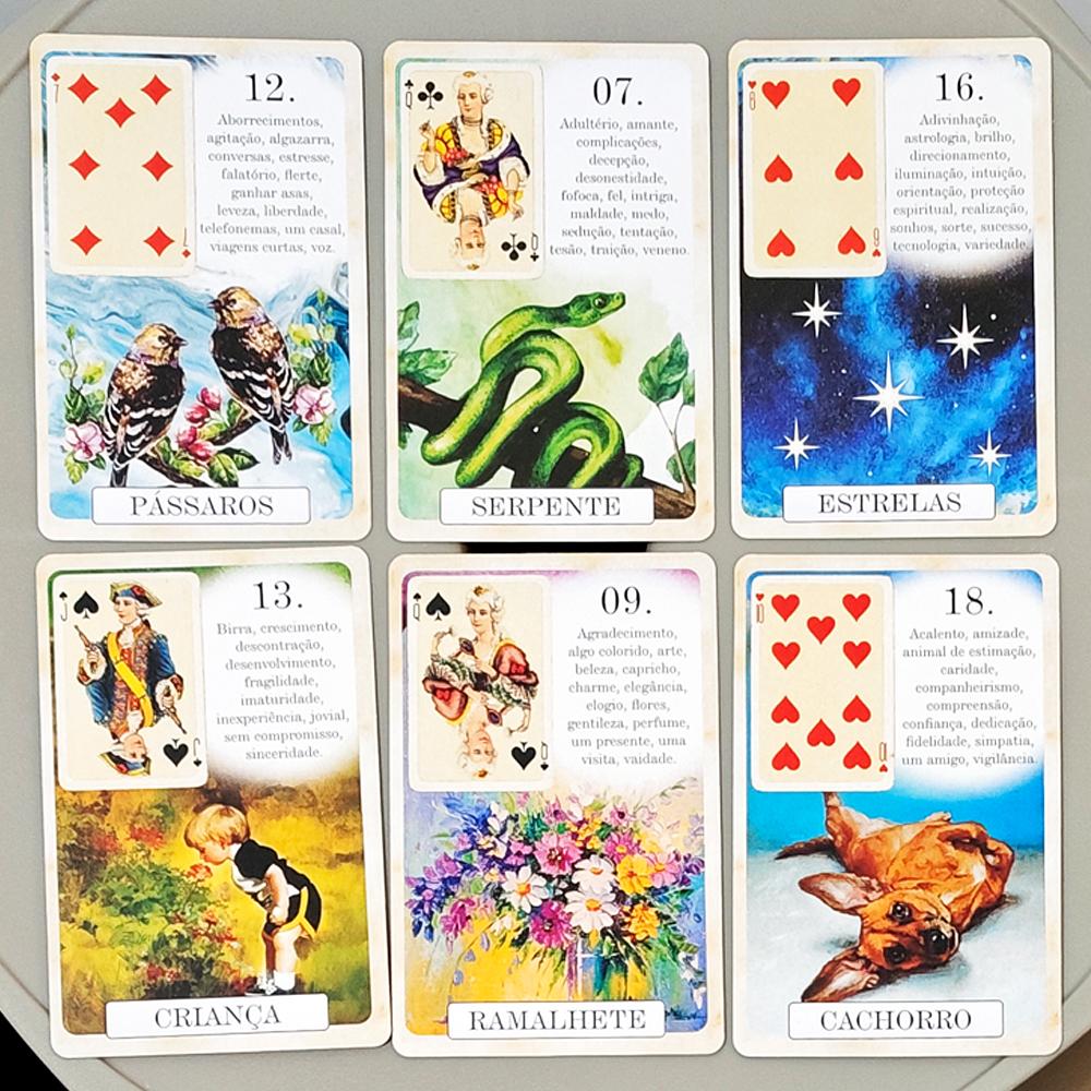 Baralho Lenormand Clássico 9*6cm - 37 Cartas de Adivinhação Estilo Vintage - Edição Clássica Portuguesa Cartolina Dupla em Relevo