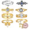 Golden Simple Copper Zircon Star Shape Moon Ring Authentic Design Finger Rings for Women High Quality Wedding Jewellery Gift