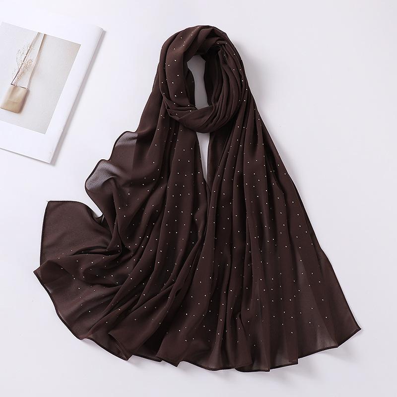 Imitation Pearls Rhinestones Scarves Shawls Women Long Scarf Neckerchief Tudung Bawal Veil Turban Bandana Muslim Hijab Headscarf