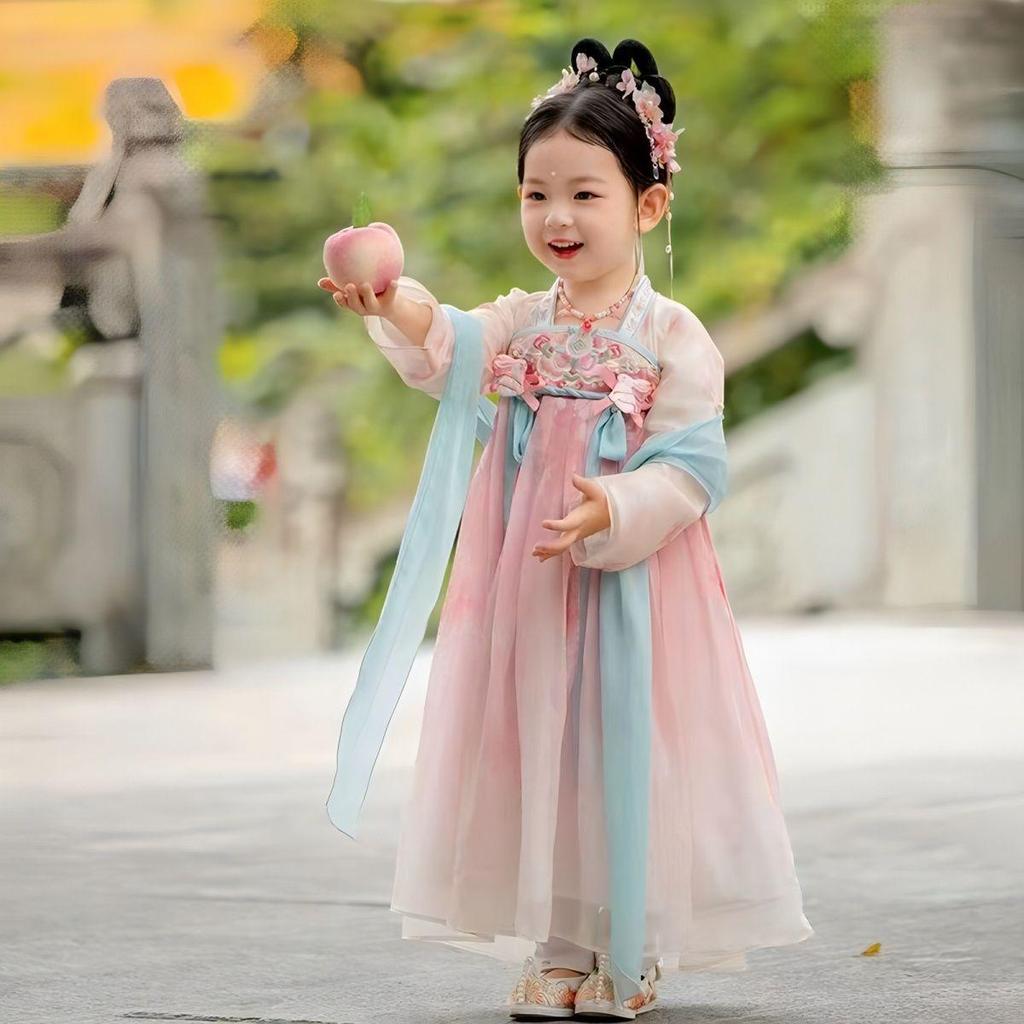 Chinese Style Fairy Hanfu Summer Ruqun: Little Girl's Ancient Tang Suit Princess Dress