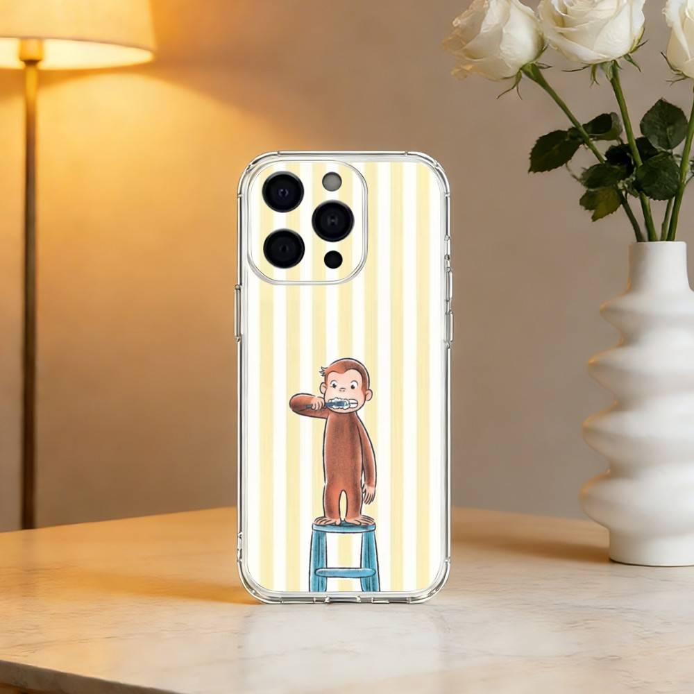 Luxury C-Curious G-George Phone Case For iPhone 17 16 15 14 13 12 11 Mini Pro Max Plus Transparent Cover