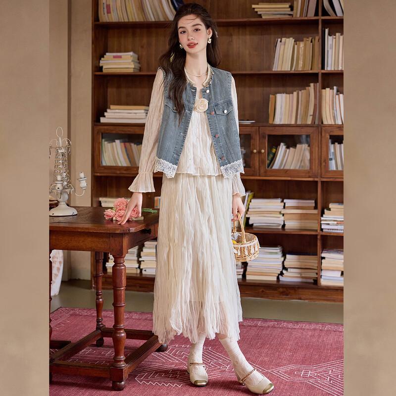 Bailuyu Women's Denim Lace Trim Vest