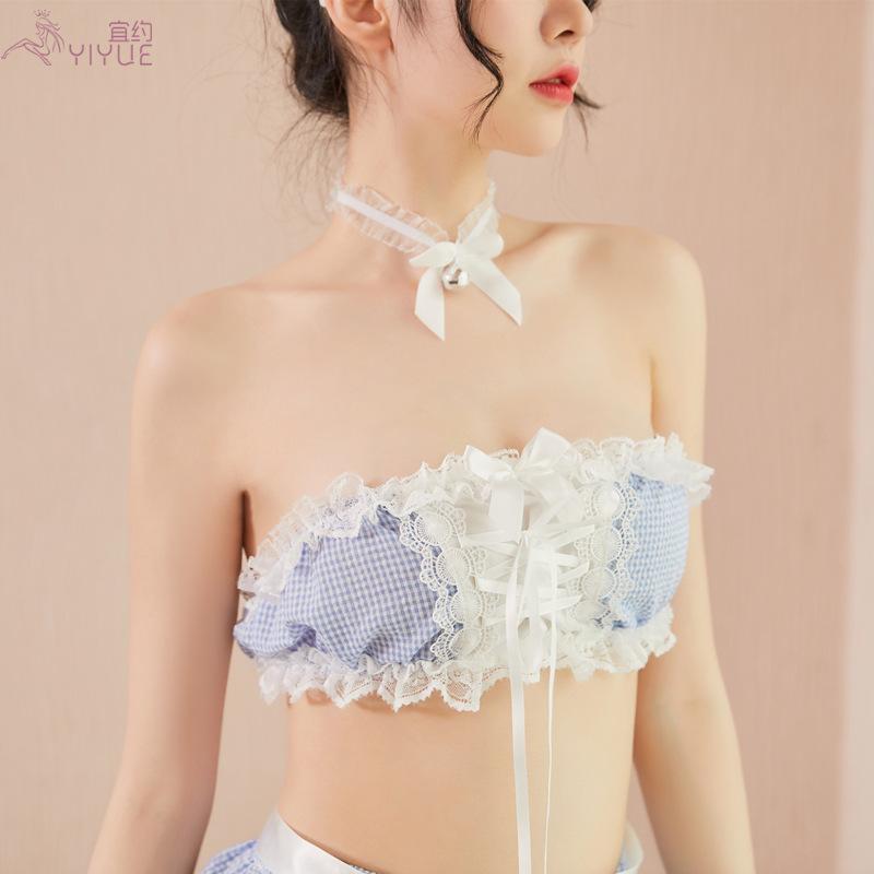 Erotic Lingerie Set Sweet Maid Seductive Uniform Seductive Sexy Lace Trim Role-playing 8114