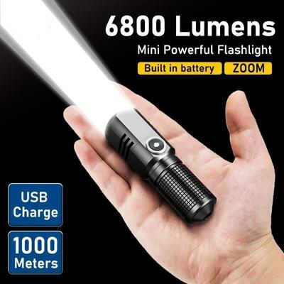 Mini potente torcia a LED da 6800 lumen XHP50 Batteria incorporata 3 modalità Torcia USB ricaricabile Flash Light EDC Torcia elettrica