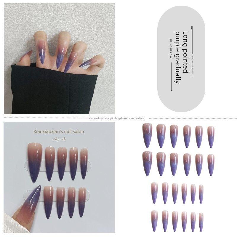 

Фиолетовый Длинный Заостренный Модный Ветер Сексуальный Косплей Доспехи 123-long pointed purple gradually