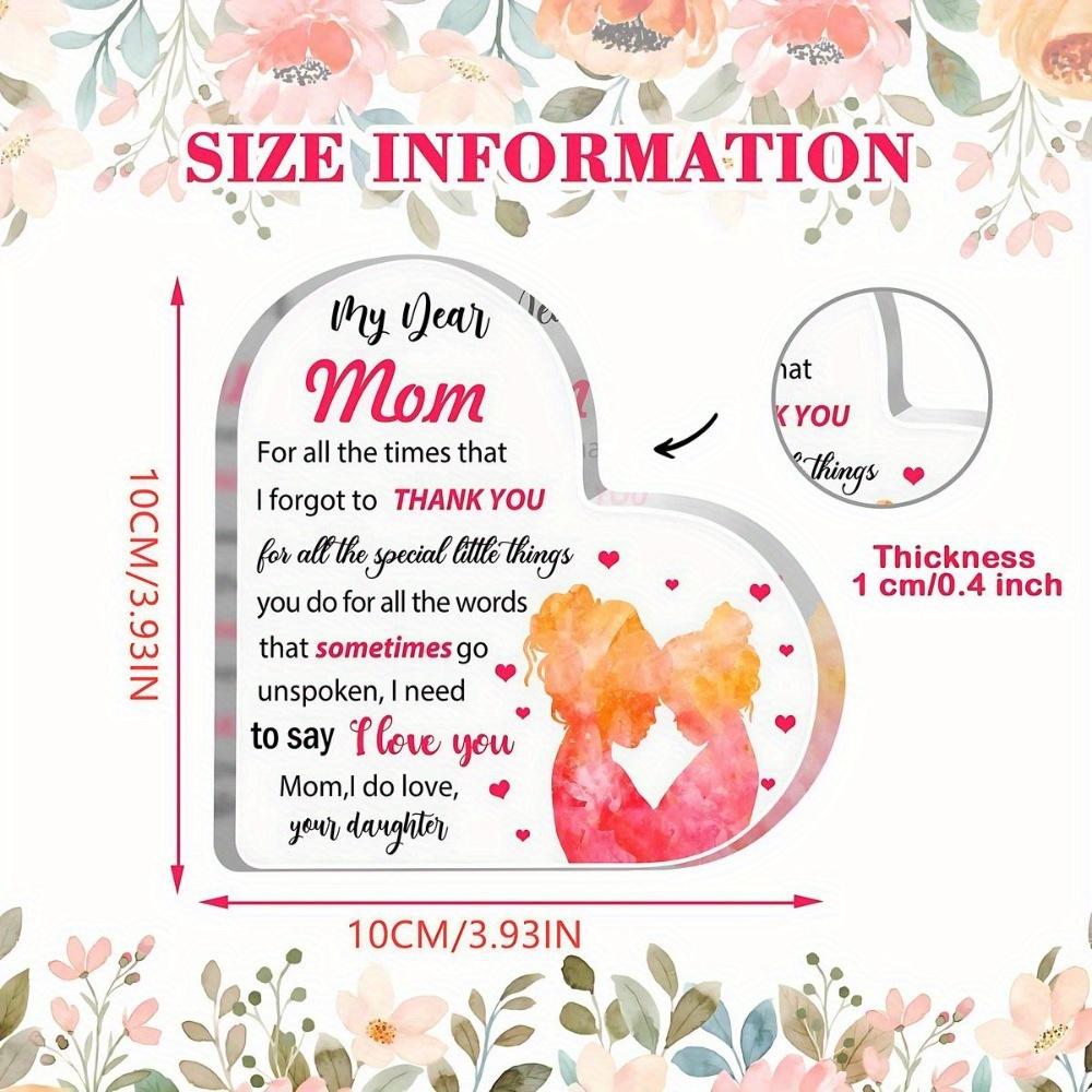 Mom Heart Keepsake - Appreciation Plaque for Birthday, Christmas & Mother's Day
