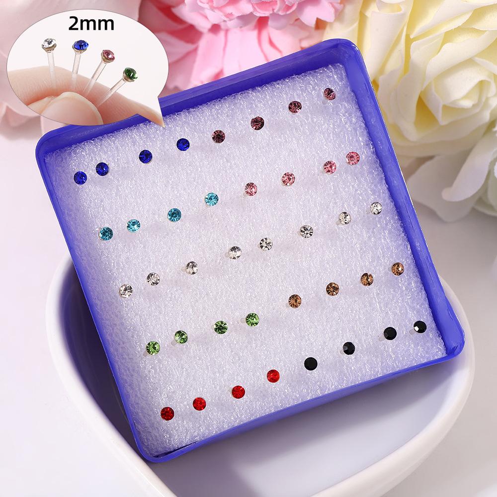1 Box Colorful Resin Earrings, Plastic Earrings, Crystal Ear Studs, Set of Ear Bone Pins