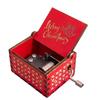 Red Music Box Ornaments Painted Santa Claus Wooden Box Fashion Hand-cranked Music Box  New Year