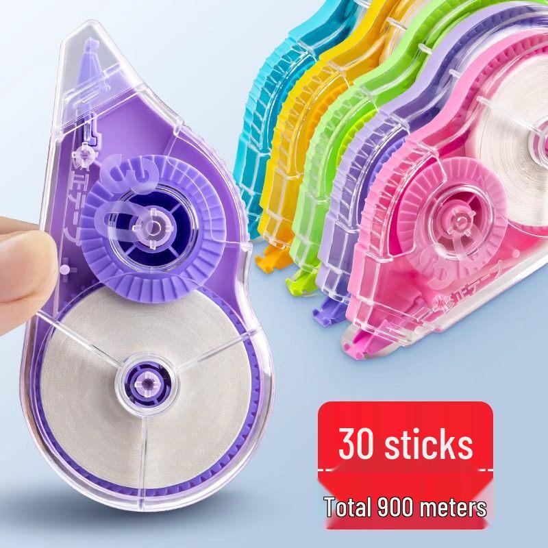 Correction Tape for Students, Drop-Proof, 30m, Large Capacity, Economical, Seamless, Smooth, Silent White-out.