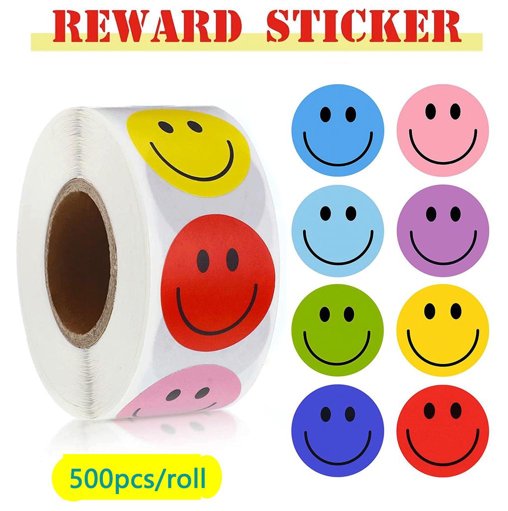 500Pcs/Roll Smiling Facial Paste Sticker 2.5cm Designs Decals Diy Adorn Gifts Fit designed for Various Present Packaging rewards present