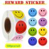 500Pcs/Roll Smiling Face Paste Sticker 2.5cm Designs Decals Diy Adorn Gifts Suitable for Various Gift Packaging Rewards Gift
