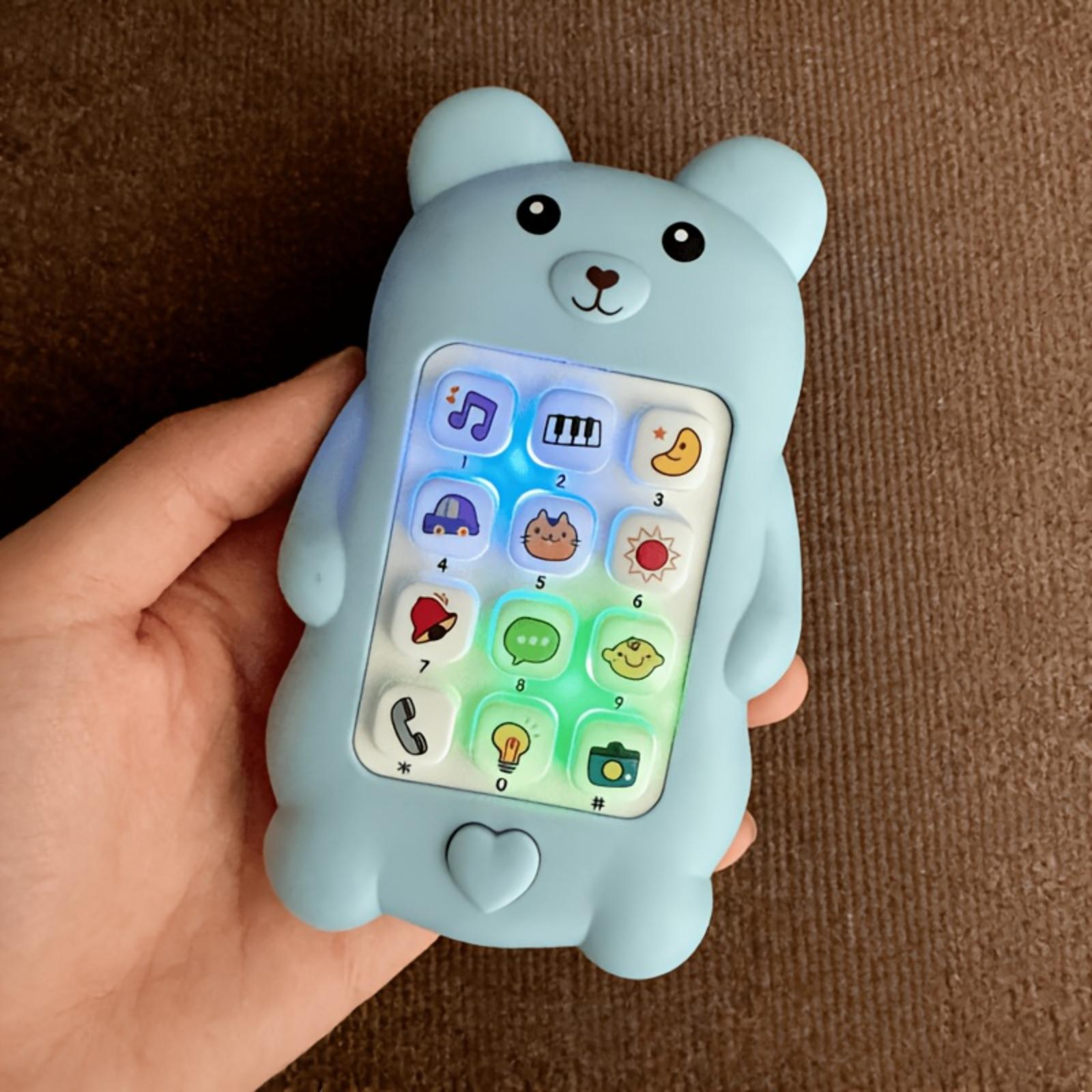 

Interactive Baby Toy Phone with Bear Design Light and Sound Effects Educational Learning Toy for Toddlers Early Development One Size синій