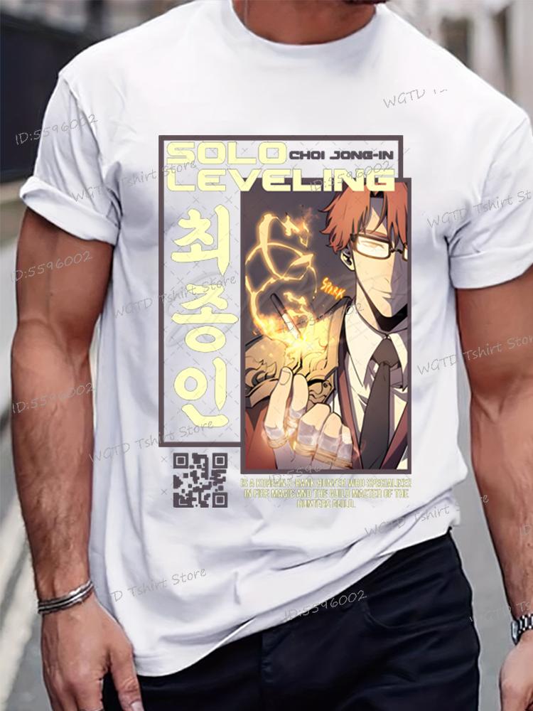 Anime Solo Leveling Tričko Vtipná grafika Sung Jin-Woo Pánské oblečení Krátký rukáv O-výstřih Topy Komiks Solo Leveling Bílá trička