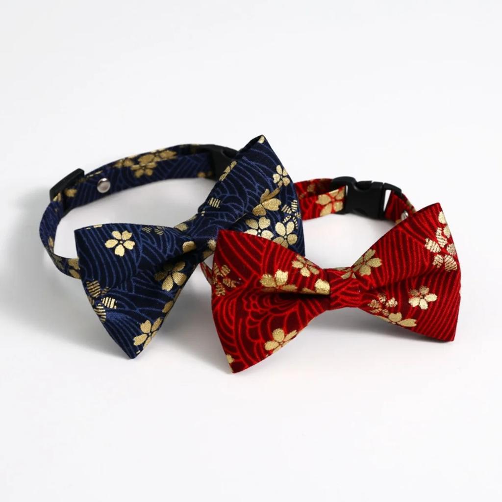Fashionable Red Blue Bow Pet Collar Adjustable Cat Dog Christmas Birthday Accessory Gift