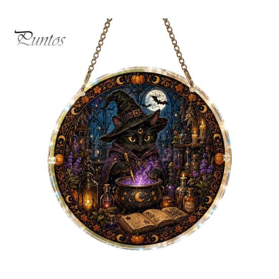 Creative Decompressing Puzzle Halloween Acrylic Sun Catcher, DIY Spooky Suncatcher Kit, Hanging Decor Gothic Stained Glass Window Ornament for