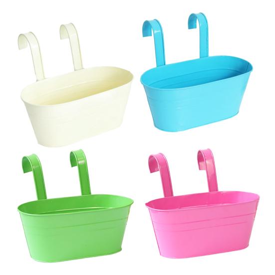 

4 шт. Железные подвесные цветочные горшки, настенные кашпо со съемными крючками, дренажными отверстиями, подвесные кашпо для помещений и улицы 4pcs