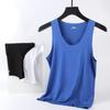Summer Men's Vest Shoulder Large Size Stretch Sweatshirt Sports Fitness Sleeveless T-shirt Solid Colour Vest Tops