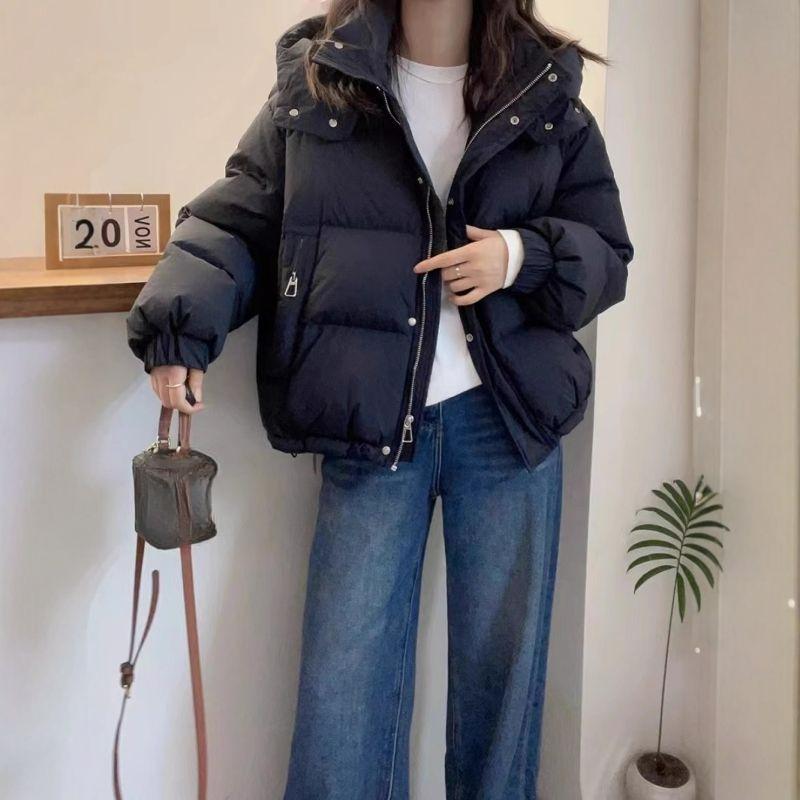 Fashion Maillard Short Hooded Down Padded Jacket Women's Winter Loose Thick Padded Jacket Trend