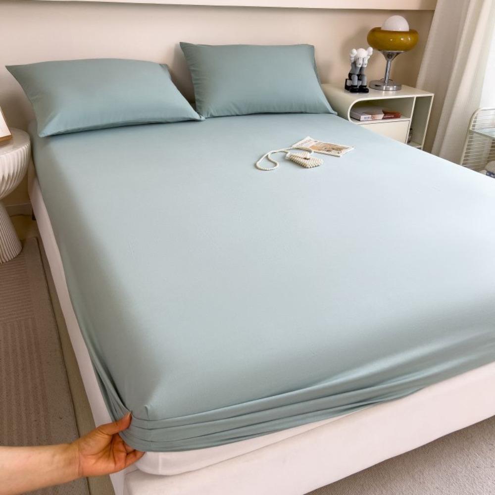 

Class A cotton mattress matching pillowcase solid color Japanese pure cotton washed cotton protective cover dust bed cover special bed cover 48X74cm pure cotton pillowcase 1 piece темно-синього кольору
