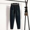 DIMANAF 2025 Plus Size Autumn Women Jeans Pants Denim Harlen pants Elastic Basic Blue High Waist Oversize Fashion Pants 5XL