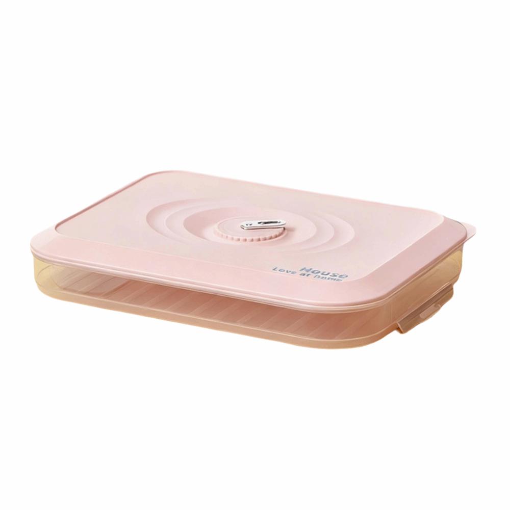 Multi-Layer Dumpling Storage Box Stackable Frozen Dumpling Storage Box Wonton Storage Box  for Home Pink 1 layer