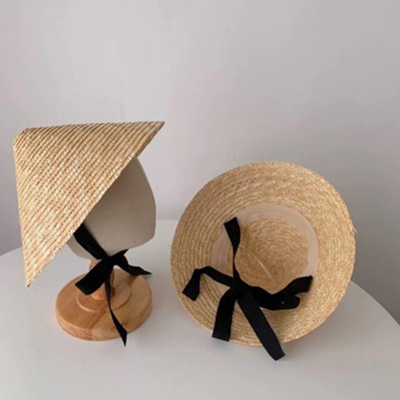 Cappello da Sole in Paglia per Bambini con Ampie Falde e Design Traspirante, Cappello alla Moda per la Protezione Solare per Gioco all'Aperto in Spiaggia