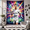 Wall Hanging Tapestry With Custom Name & Text, Cristiano Ronaldo Decorative Tapestry For Bedroom