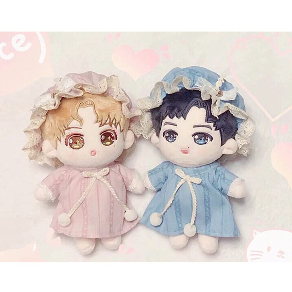 niannyyhouse 20cm Plush Clothes Set, Nightgown, Hat, Dress, Cotton Doll Clothes (White)