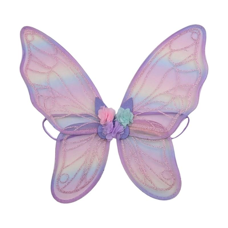 Livfull fjärilsformad vinge för barnutklädning Mjukt andningsbart nät Säkert för barnens kostymfester Scenföreställningar