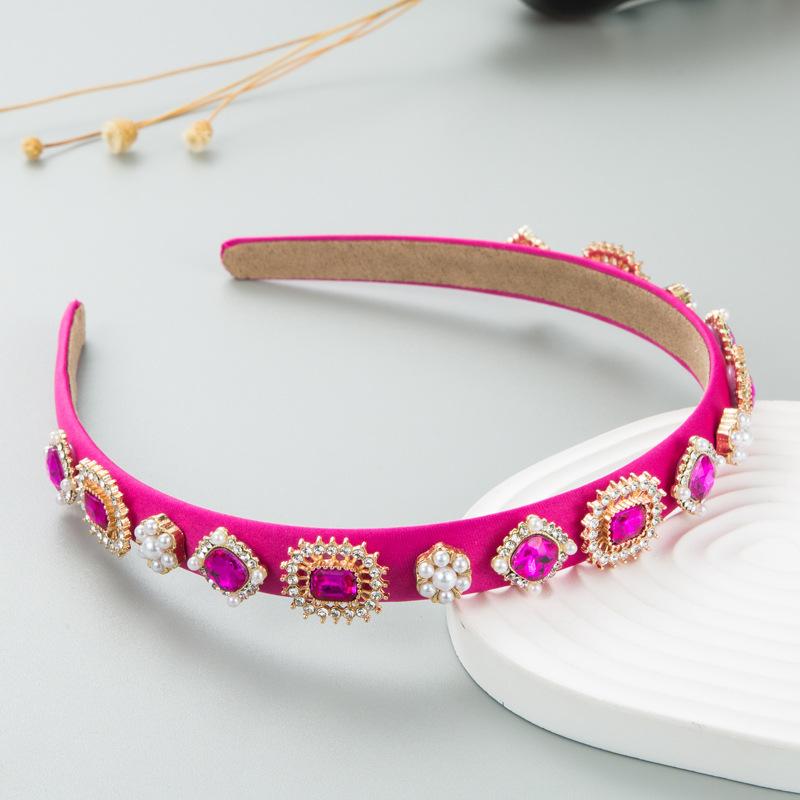 Women's Hairband Baroque Fine Edge Crystal Pearl Headband Premium Retro Hair Ornament