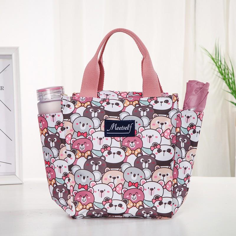 Korean-style Hand-held Children's Lunch Bag, Multi-functional Solid Color Oxford Fabric Waterproof Office Worker Insulated Bag