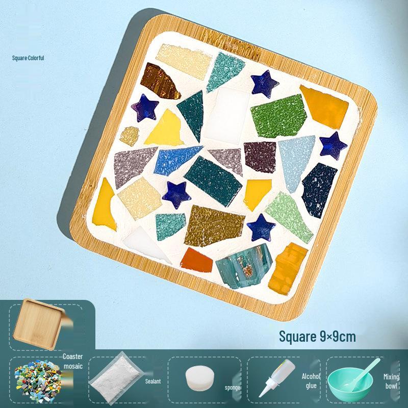 DIY Large Mosaic Coaster Kit: Creative Glass Sticker Pack for Adults & Kids