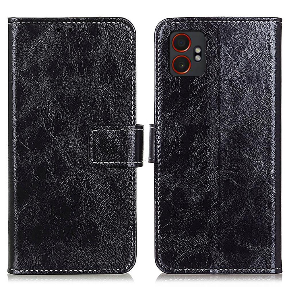 For Samsung Galaxy XCover7 Pro Case Wallet Leather Phone Cover Crazy Horse Texture