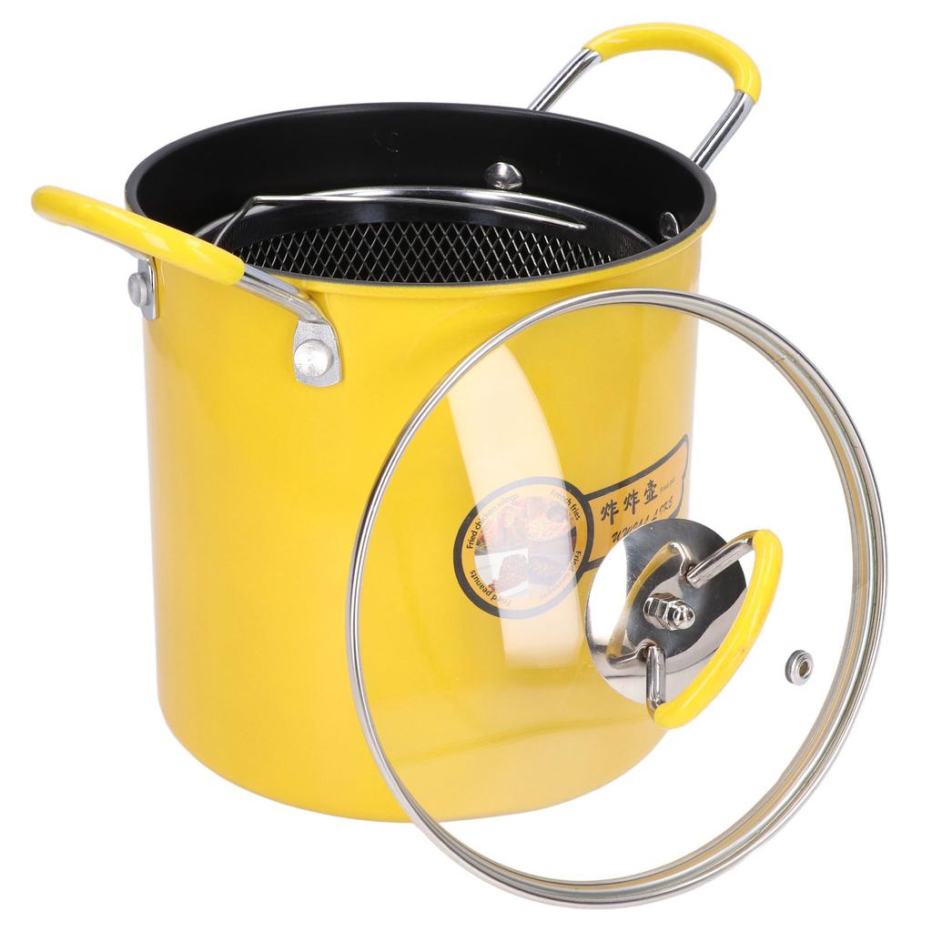3L Mini Deep Fryer Pot Stainless Steel Japanese Frying Pot with Oil Filter Rack Lid for Home Kitchen