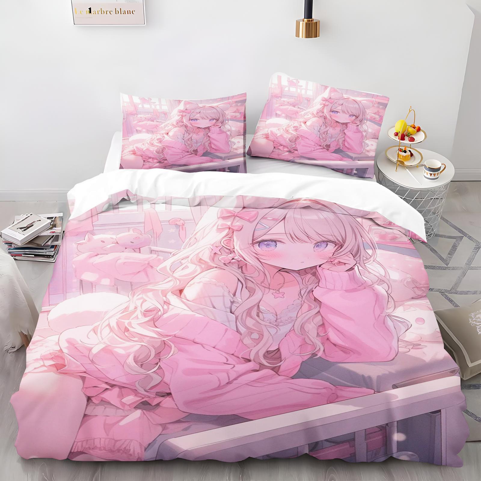 

Comforter Beautiful Girl Animal Cartoon 3-Piece Set Children Cute Polyester Soft Breathable Comforter Animation Bedding Comforter (quilt)-EU Single(135*200cm)3pcs