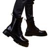 Cool Handsome Martin Boots Women's Korean Version Tooling Boots British High-top Thick-bottomed Trendy Soft Leather Boots Black Versatile Leather