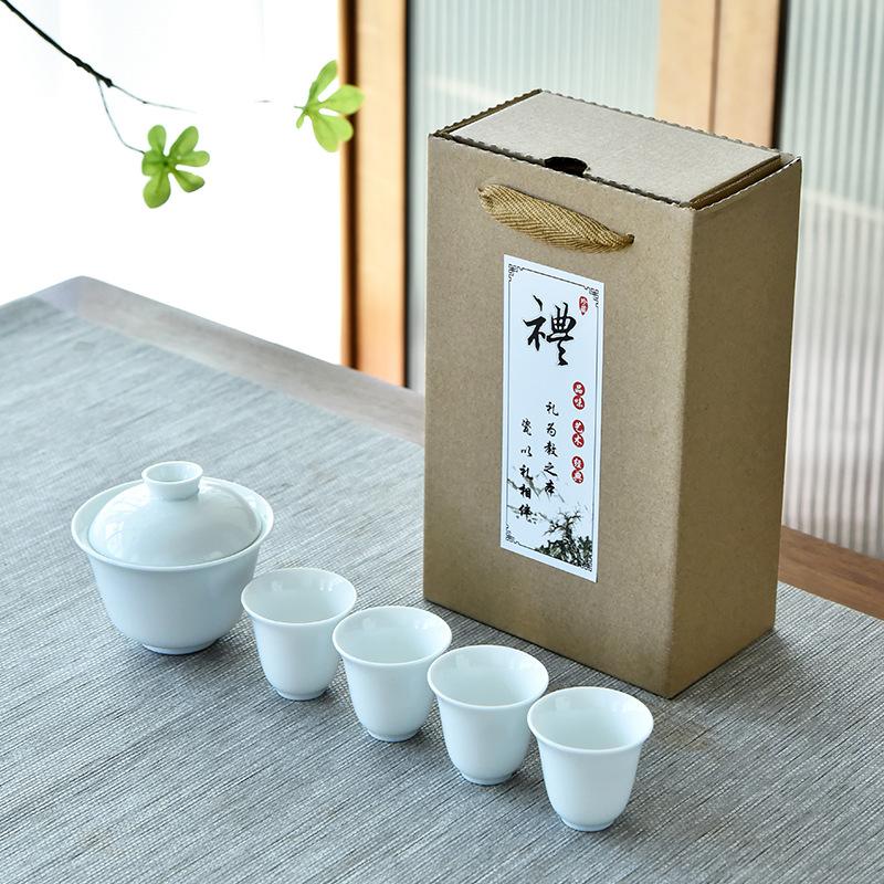Gaiwan Ceramic Kung Fu Tea Set Household Business Gifts