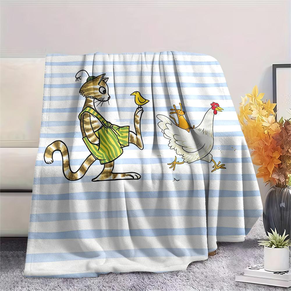 Pettson and Findus Flannel Blanket, High quality Comfortable for All Seasons, Home Decor, Warmth and Comfort