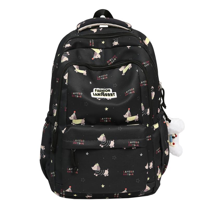 Tecknat tryck Student Skolväska Damryggsäck Stor Kapacitet Ryggsäck