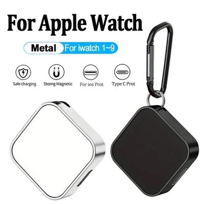 Portable Magnetic Watch Wireless Charger With Keychain For Apple Watch Ultra 9 8 7 6 5 4 3 SE Type C L Double Port Mini Charger