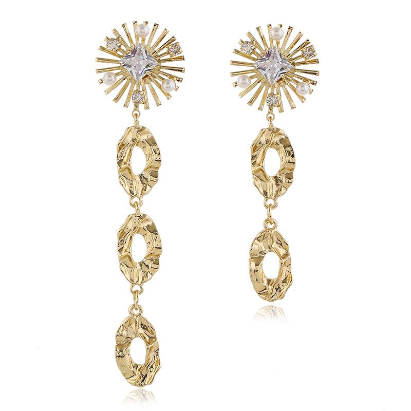 Korean Style Retro Rhinestone Metal Stud Earrings
