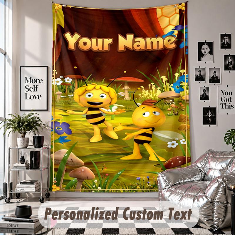 Wall Hanging Tapestry With Custom Name & Text, Bing Bunny Decorative Tapestry For Bedroom