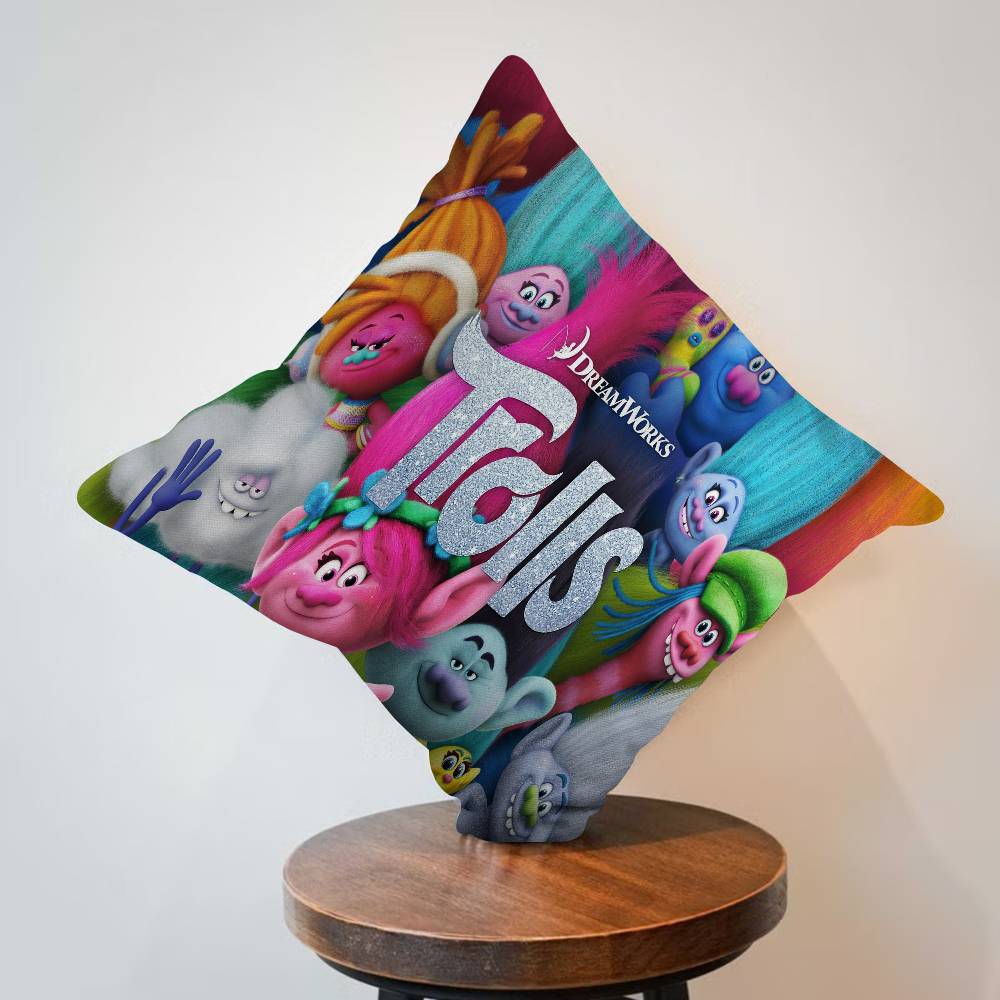 Cartoon T-Trolls Band Together 45*45cm Cushion Cover Pillow Cover Decor Pillowcase Home Pillowcase for Couch Pillow