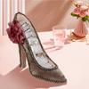 Sparkling Shoe Shape Jewelry Holder Stand with Multiple Storage Compartments Suitable for Earrings Rings and Necklaces