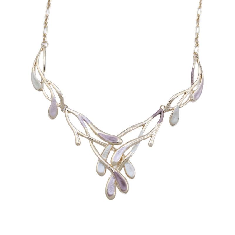 New enamel color hollow irregular petal necklace women's creative simple high-end flower necklace
