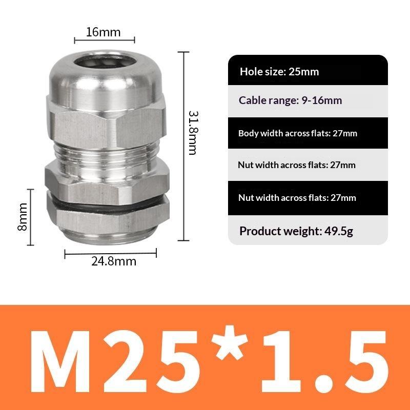 Stainless Steel Cable Glands Waterproof Dustproof Corrosion Resistant For Industrial Outdoor Electrical Wiring Projects